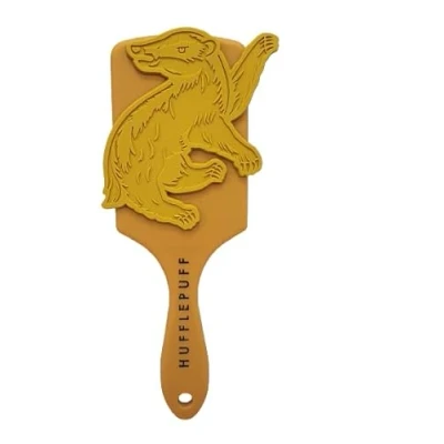 Image of Harry Potter Hufflepuff House Paddle Hair Brush Women&#039;s Comb Styling Accessory (Hufflepuff)