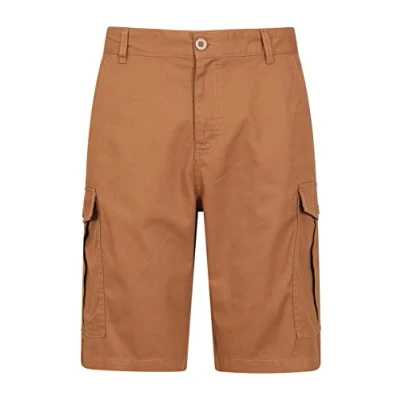 Image of Mountain Warehouse Lakeside Mens Shorts 100% Durable Twill Cotton Cargo Shorts, 6 Pockets for Walking, Running, Hiking &amp; Camping Tan Men&#039;s W28