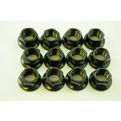 Image of Hard to find bike parts WHOLESALE JOB LOT 12 BMX FREESTYLE 14mm WHEEL NUTS 6 PAIRS FLANGED BLACK