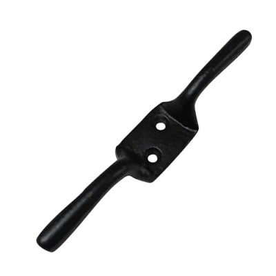 Image of Secure Fix Direct Black or Galvanised Cleat Hook 3&quot; 6&quot; (Washing Line Blind Cord Tie Back Trailer Rope) (Black, 6&quot;)