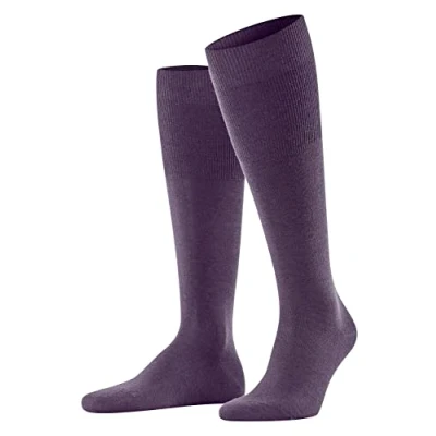 Image of FALKE Men&#039;s Airport M KH Wool Cotton Long Plain 1 Pair Knee High Socks, Blue (Wine Berry 8860), 8.5 9.5