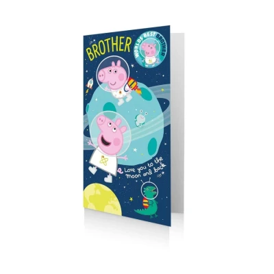 Image of Official Peppa Pig Brother Birthday Card, Includes Badge