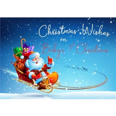 Image of doodlecards Babys 1st First Christmas Card Santas Sleigh Medium Size for with Plain Envelope