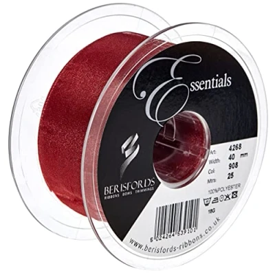 Image of Berisfords Super Sheer, Polyester, Scarletberry, 10.4 x 4.3 cm