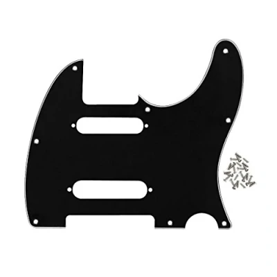 Image of FLEOR 8 Hole SS Guitar Pickguard Front Scratch Plate with Mounting Screws for Standard TL Nashville Style,3 Ply Black/White/Black