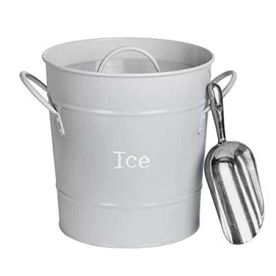 Image of Grey Vintage Ice Bucket with Scoop By Harbour Housewares