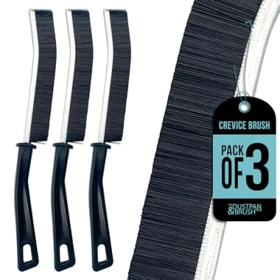 Image of Crevice Cleaning Brush Pack of 3 Gap Hard Bristle Thin for Home Kitchen Bathroom Door and Window Groove Small Spaces Narrow Corners