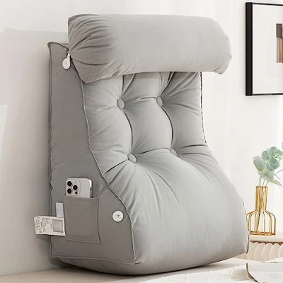 Image of AMZZHAO Reading Pillow,Lumbar Support Cushion,Back Rest Pillow,Back Cushion Pillow Bed Wedge,Perfect For Sitting Up In Reading,Relaxing And Watching TV
