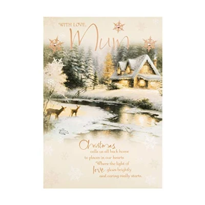Image of Hallmark Christmas Card For Mum Thomas Kinkade Design