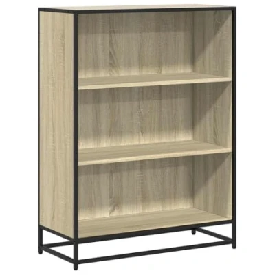 Image of vidaXL Sonoma Oak Bookcase Bookshelf Engineered Wood &amp; Metal, 80.5x35x170.5 cm, Freestanding/Modern/Office