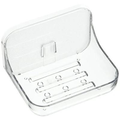 Image of Addis 517872 Invisifix Bathroom Soap Dish holder, Translucent, 9.5 x 12 8 cm