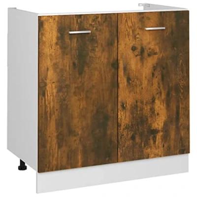 Image of vidaXL Sink Bottom Cabinet Kitchen Furniture Equipment Cupboard Storage Shelf Smoked Oak Engineered Wood