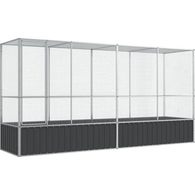 Image of vidaXL Aviary with Silver Extension 419 x 107 212 cm in Steel