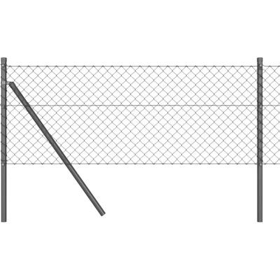 Image of vidaXL Chain Link Fence with 7 Posts 0.4x10 m Galvanised Steel Grey