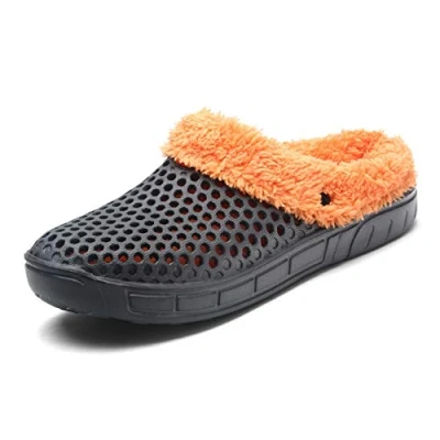 Image of Men&#039;s Women Winter Warm Slippers Clogs Slip On Garden Fur Lined Slipper Shoes Gray 7 UK