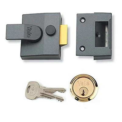 Image of Yale B 84 DMG SC 40 Standard Nightlatch 40mm Dark Metallic / Chrome Finish Security