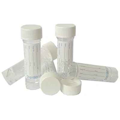 Image of 50 x Sterilin Urine Sample / Specimen Bottle Pot Container with Lid &amp; Printed Label…