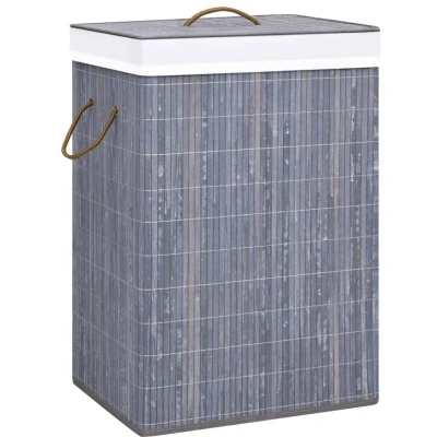 Image of vidaXL Bamboo Laundry Basket Grey 72 L