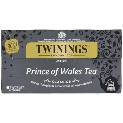 Image of Twinings Prince of Wales Gentle Black Tea 50g, 25 Bags, The unfolds Fruity Taste Keemum and a hint Flowery Oolong Tea. 2 Pack (2 x 50 g)
