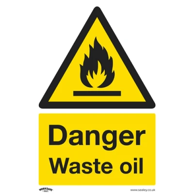 Image of Worksafe Warning Safety Sign Danger Waste Oil Self Adhesive Vinyl