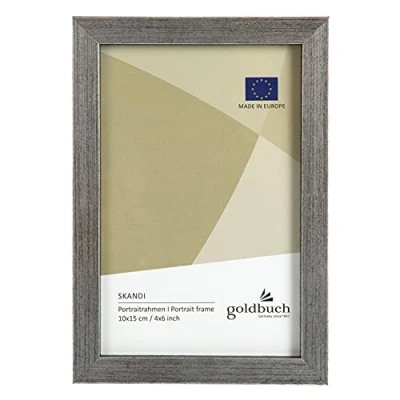 Image of goldbuch Skandi Picture Frame 10 x 15 cm, Single Made of Real Wood, Portrait for Standing, Wooden with Wall Mount, Photo Frame, Silver