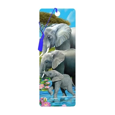 Image of 3D LiveLife Bookmark Pachyderm Pals from Deluxebase. an Elephant with lenticular Artwork Licensed Renowned Artist Michael Searle