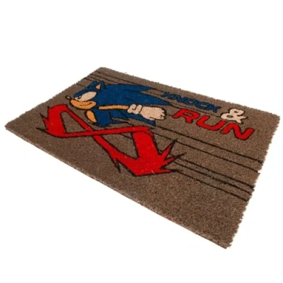 Image of Pyramid International Sonic the Hedgehog Door Mat (Knock and Run Design) Coir Doormat, Outside Inside 60cm x 40cm, Gifts for Gamers Official Merchandise,Black