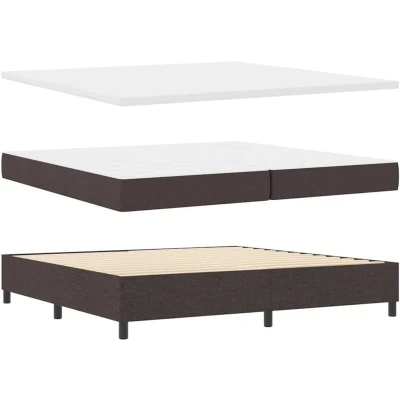 Image of Box Spring Bed with Mattress &amp; led Dark Brown, 200x200 cm Fabric Vidaxl