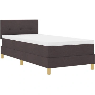Image of vidaXL Box Spring Bed with Mattress Dark Brown 100x200 cm Fabric