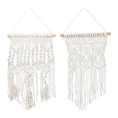 Image of Relaxdays Macramé Wall Hangings, 90% cotton 10% wood, Cream, 60 x 30 1.5 cm
