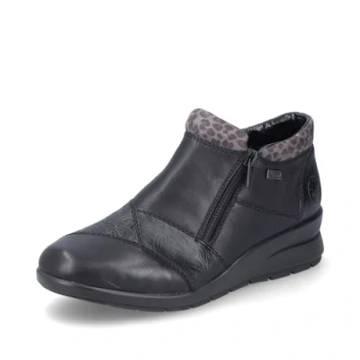 Image of Rieker Womens Black Leather Ankle Boot Size 3.5 UK