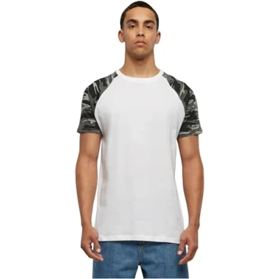 Image of Urban Classics Raglan Contrast Print Tshirt, Men&#039;s, Size: Medium, White