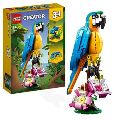 Image of LEGO Creator 3 in 1 Exotic Parrot to Frog Fish Animal Figures Building Toy, Creative Toys for Kids Aged 7 and up 31136