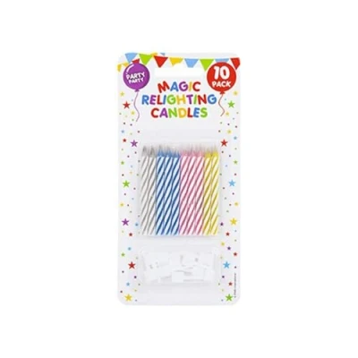 Image of PMS Relighting Birthday Cake Candles with Holders Assorted Colours