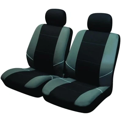 Image of Sakura Merton Black/Grey Front Seat and Headrest Covers SS3633 To Fit Most Cars, Elasticated Hems, Side Airbag Compatible, Machine Washable
