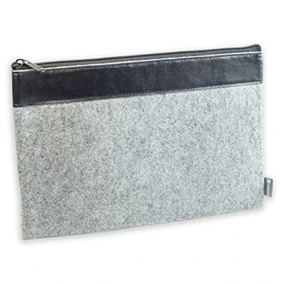 Image of Bank Bag Made of Felt Grey Money Bag, Cosmetic Pen case, Tablet Document DIN A5
