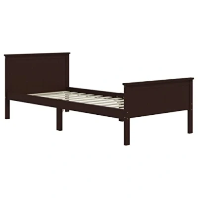 Image of vidaXL Single Bed Frame Solid Pine Wood Construction, Dark Brown Scandinavian Design, Simple Assembly Matches 100x200 cm Mattress Size