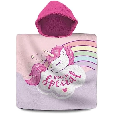 Image of SRV Hub Unicorn Hooded Towel Poncho for Kids 120x60cm Beach Swimming Pool Bath Surfing Bathrobe Girls Children Toddler 3 6 Years