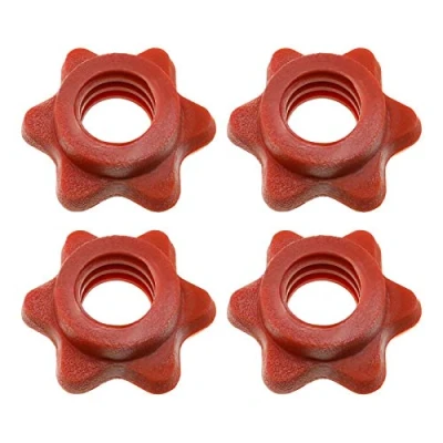 Image of OTOTEC 4x 25mm Barbell Bar Hex Nuts 1 Inch Red Spin Lock Collars Fitness Equipment Accessories For Lifting Barbells Dumbbell Bars
