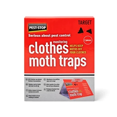 Image of Pest Stop Clothes Moth Traps Insecticide Free and Odourless Safe for Children Pets Ideal Drawers Easy to Assemble Contains 2
