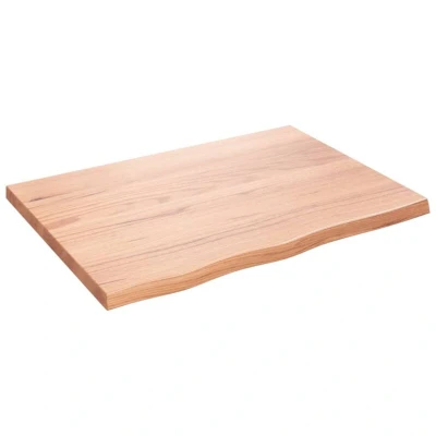 Image of vidaXL Wall Shelf in Light Brown Solid Oak Wood Handmade with Live Edge, Versatile and Rustic Style 80x60x4 cm
