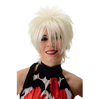 Image of Wig ME UP BLUE144 1001 Lady Quality short naughy spiky 80s style teased Wave Punk white/white blond.