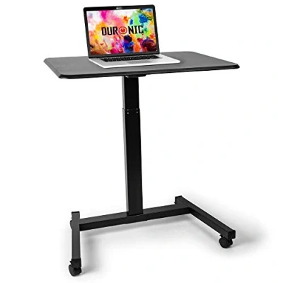 Image of Duronic Sit Stand Desk WPS47 Portable Ergonomic for Laptop 80x50cm Platform Multi Use Video Projector Table on Wheels Adjustable Height by Handle 30kg Capacity Home Office Workspace