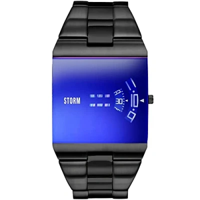 Image of STORM New REMI SQ Slate Blue Men&#039;s Square Watch with a Signature revolving disc Movement and Domed Glass, Made from Brushed Stainless Steel