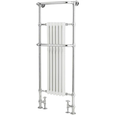 Image of Milano Elizabeth Chrome White Heated Towel Rail 1500mm x 575mm