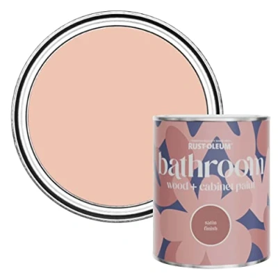 Image of Rust Oleum Pink Moisture Resistant Bathroom Wood and Cabinet Paint in Satin Finish Coral 750ml