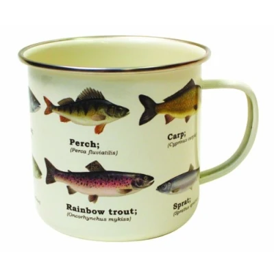 Image of Gift Republic Ecologie Multi Species Fish Enamel Mug Beautifully Designed to Suit All Lovers, White