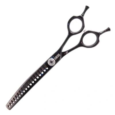 Image of GROOM Professional Sirius Curved Chunker Scissors Dog Grooming Perfect for Styling &amp; Creating Angles in Dog&#039;s Coat Hardened 440c Japanese Steel, 6.5 Inch 18T