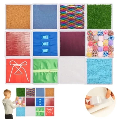 Image of Sensory Wall Panels Floor Tiles for Kids Materials Textures Needs Tactile Toys Mats Autistic Children Square 12pcs