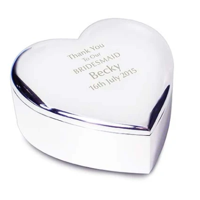 Image of Custom Personalised Laser Engraved Wedding Heart Trinket Bridesmaid Gift.
